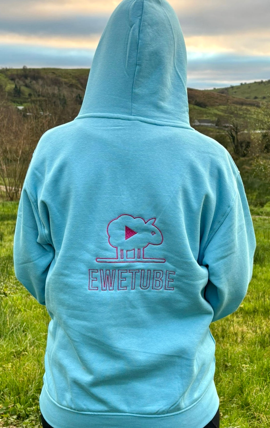Ewetube Sky Blue Hoodie - Double Logo