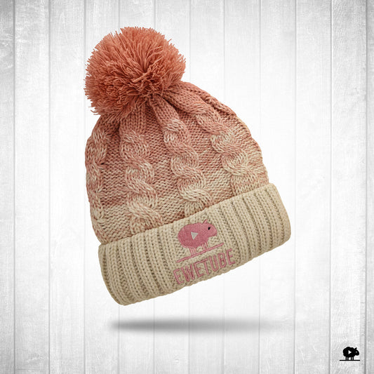 Ewetube Pink/White Luxury Bobble Hat