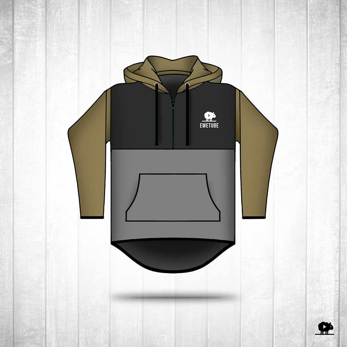 Ewetube Kids Khaki/Grey Shearing Hoodie