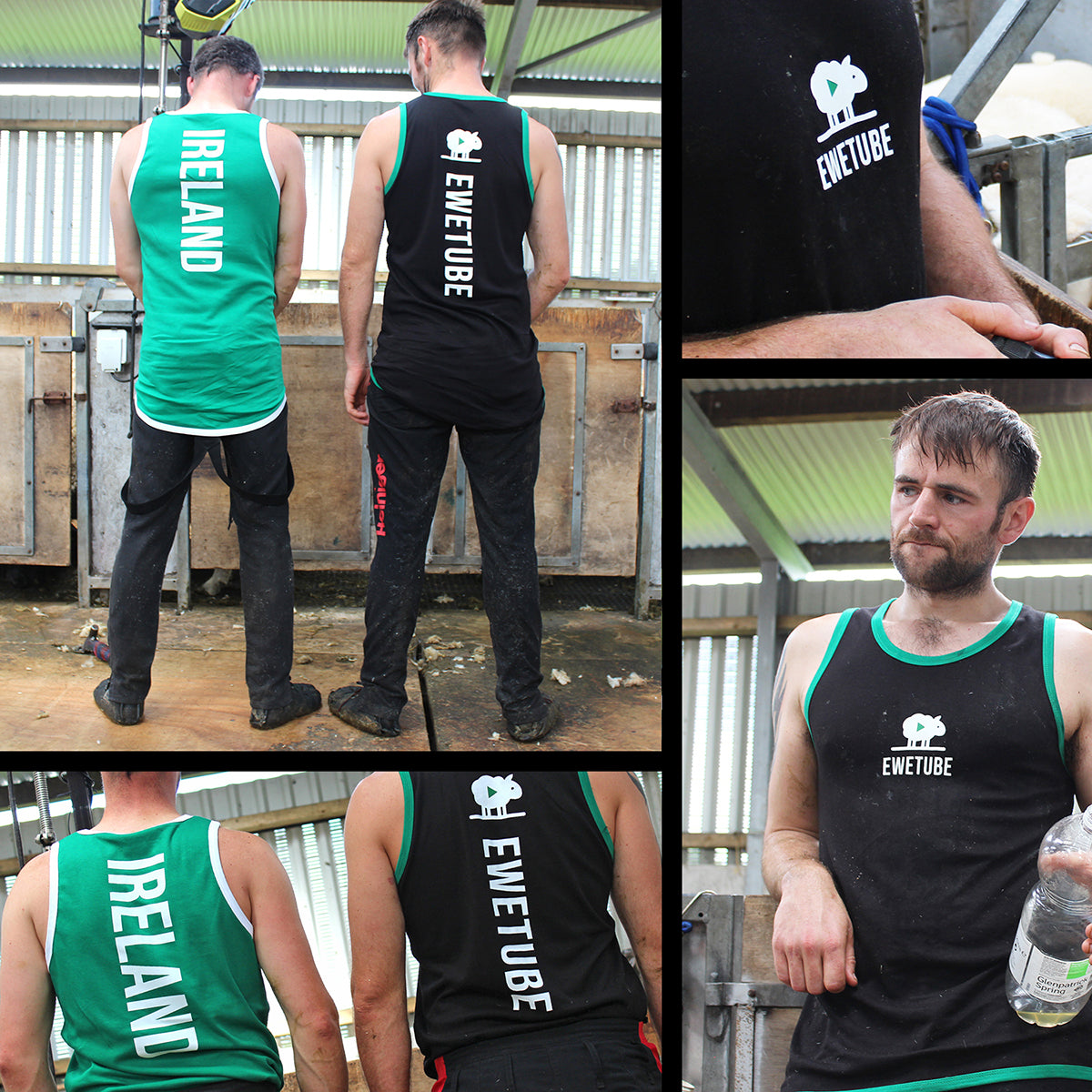 Ewetube Black/Green Shearing Singlet