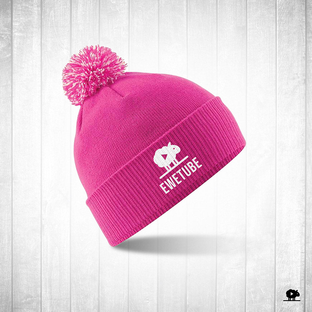 Ewetube Pink Bobble Hat