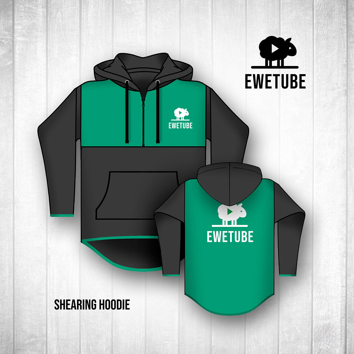 Ewetube Black/Green Shearing Hoodie