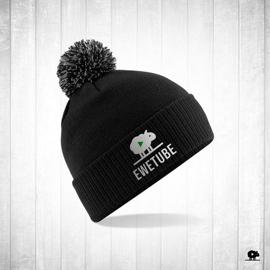 Ewetube Black Bobble Hat