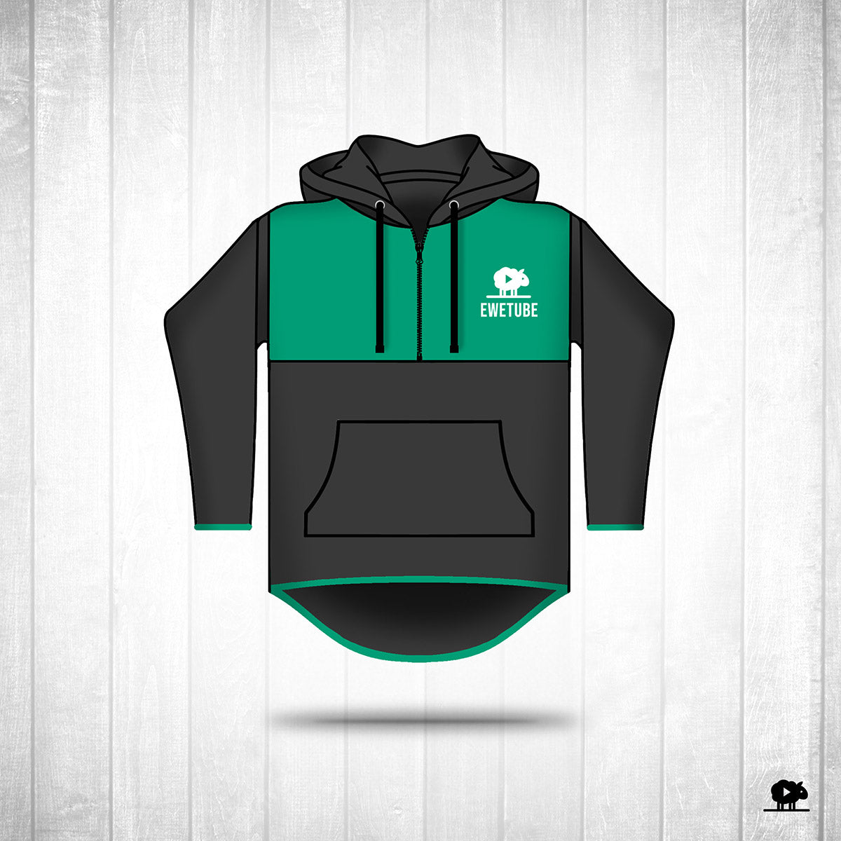 Ewetube Black/Green Shearing Hoodie