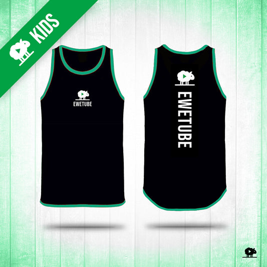 Ewetube Kids Black/Green Shearing Singlet