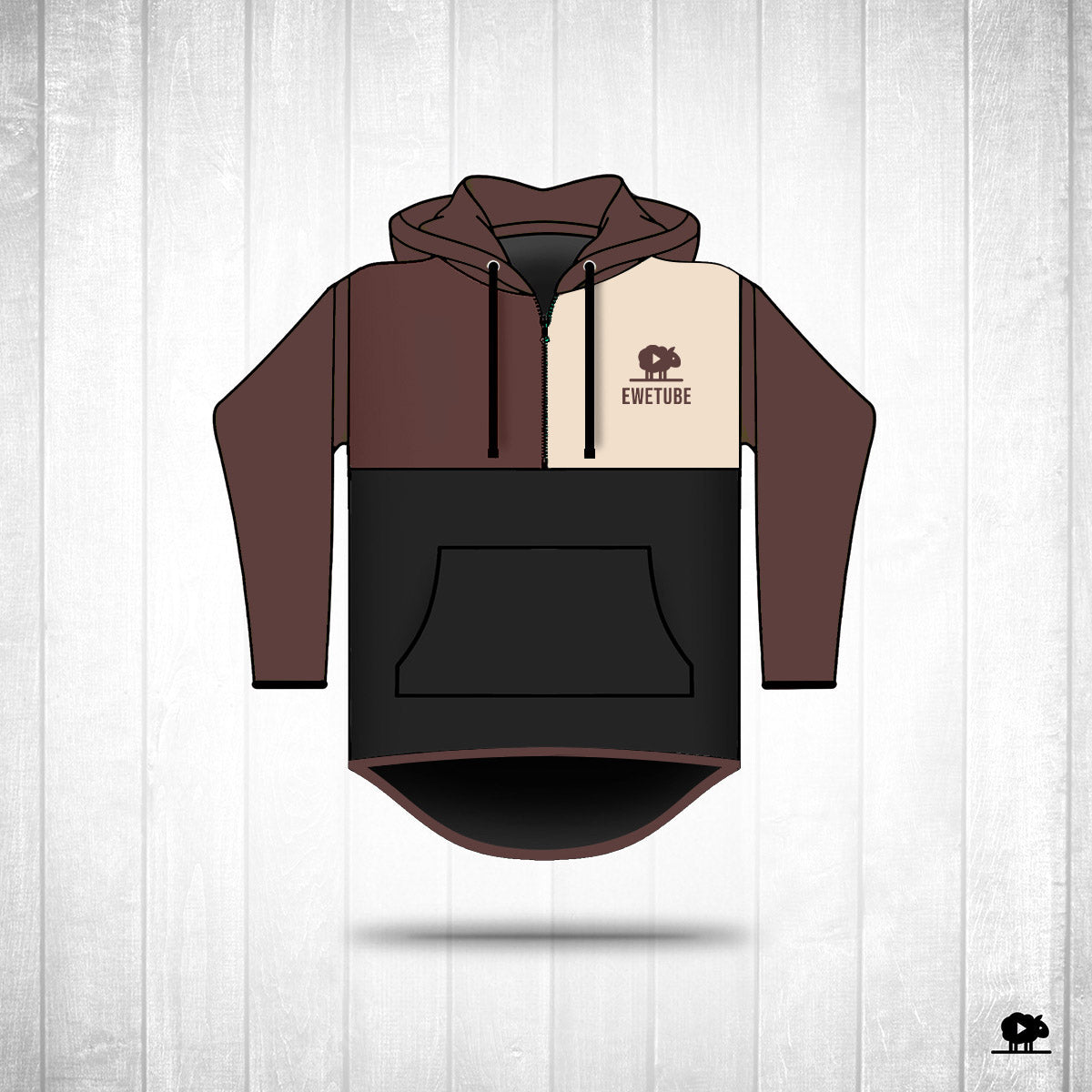 Ewetube Chocolate/Cream Shearing Hoodie