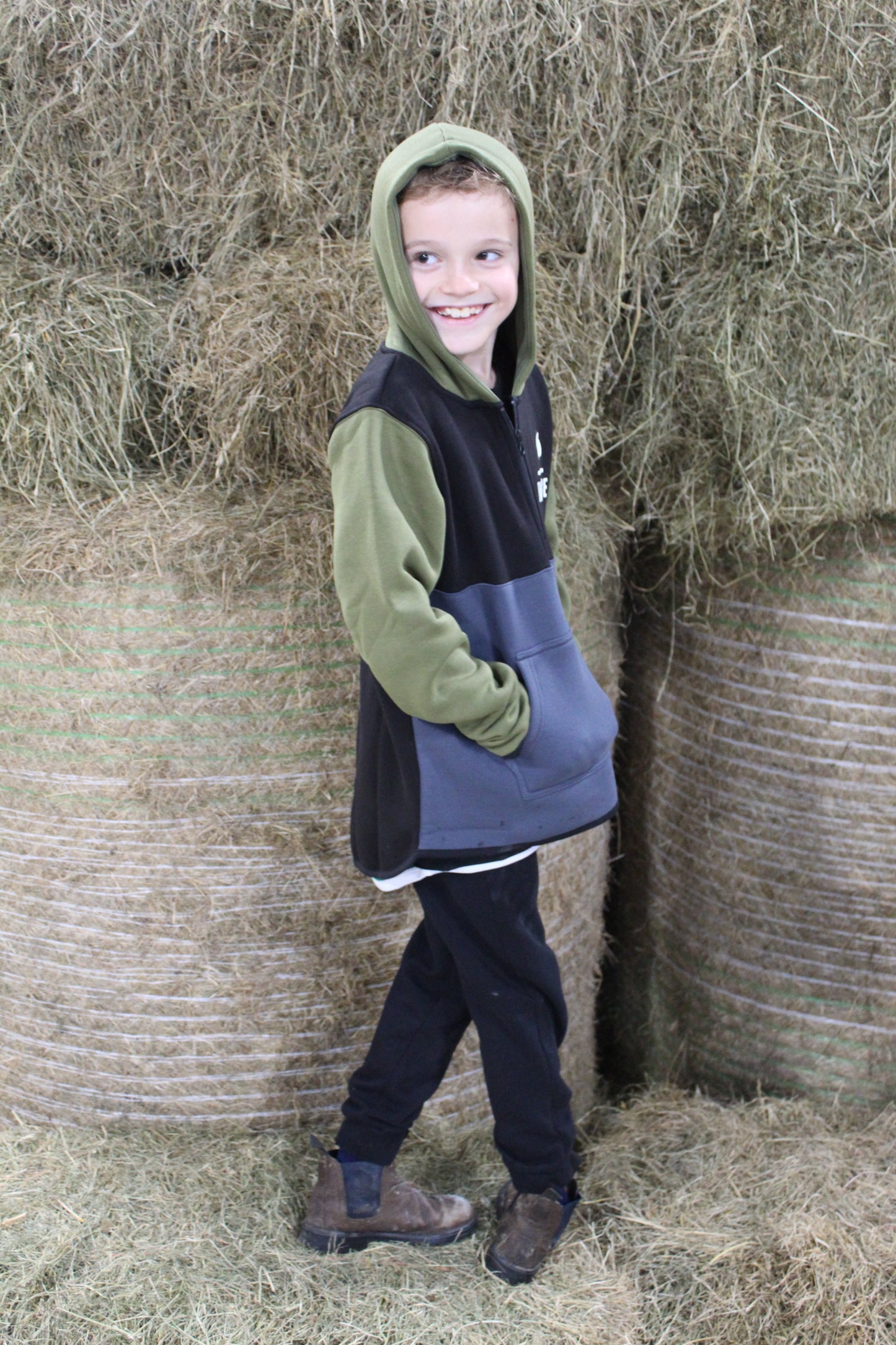 Ewetube Kids Khaki/Grey Shearing Hoodie