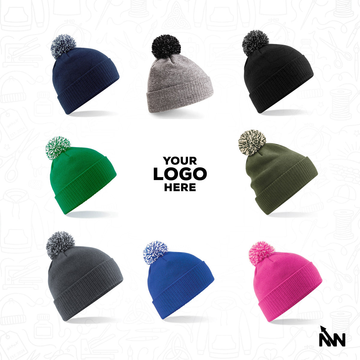 Custom Branded Bobble Beanie (B450)