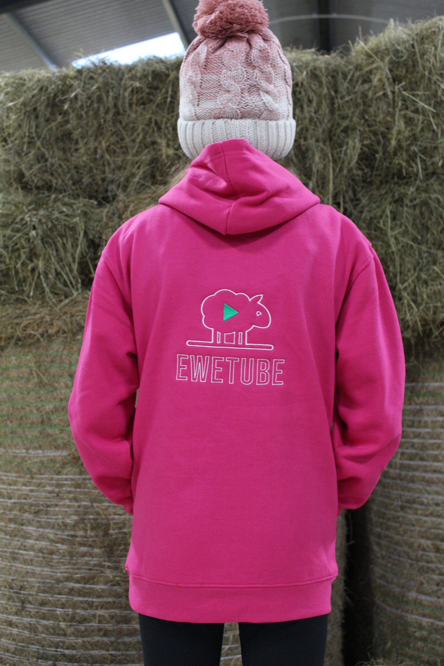Ewetube Kids Pink Hoodie (Double Logo)